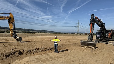 Photo of the excavator deployment for the German energy transition.