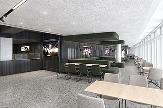 Visualisierungen des Loungebereiche in der Mercedes Benz Arena. 