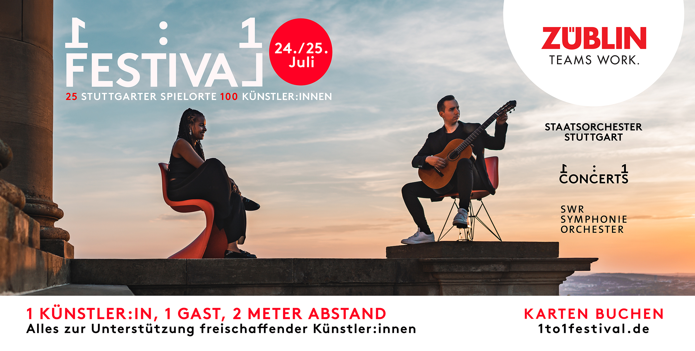 Flyer vom ZÜBLIN sponsort 1:1 CONCERTS.