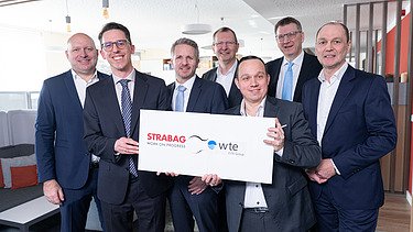 On 2 March 2026 STRABAG SE has successfully completed the acquisition of WTE Wassertechnik GmbH from EVN Group; f.l.t.r. Christian Sadleder, Member of the Management Board of STRABAG AG; Christian Zoller, Commercial Managing Director of WTE STRABAG Group; Reinhard Bodner, Technical MD of WTE STRABAG Group; Stefan Stallinger, Member of the Management Board of EVN AG; Matthias Lainer, Head of Controlling (formerly WTE); Dr. Ralf Schröder, former Technical MD WTE; Dr. Robert Dick, former Commercial MD WTE.