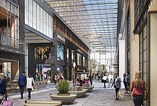 Visualisierung der Umbau- und Revitalisierungsarbeiten der Potsdamer Platz Arkaden in Berlin-Mitte.