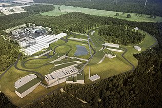 Visualisierung der Teilchenbeschleunigeranlage FAIR in Darmstad.