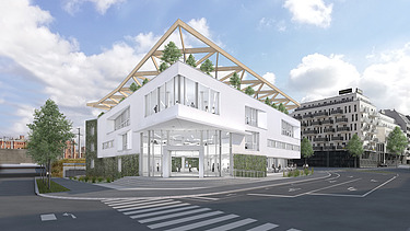 The picture shows a visualization of a new building