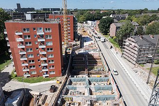 Civil engineering construction site in the city