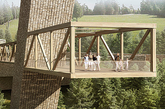 Visualisierung von einem Aussichtpunkt im Wald.   