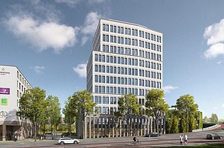 Visualisierung von einem 45m hohen Businesstower. 