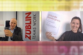 Foto von der Online-Preisverleihung im Wettbewerb „Auf IT gebaut – Bauberufe mit Zukunft“ mit den Gewinnern. 