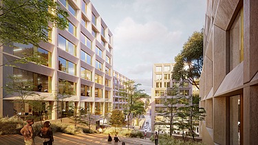 Visualisierung eines Einkaufszentrums in der Außenansicht