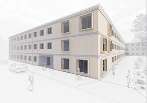 Zeichnung des Models von den neuen modernen Unterkünften für die Polizeiausbildung.