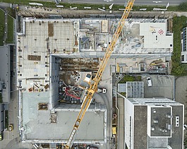 Foto von auf der Rohbaustelle, aus der Vogelperspektive.  