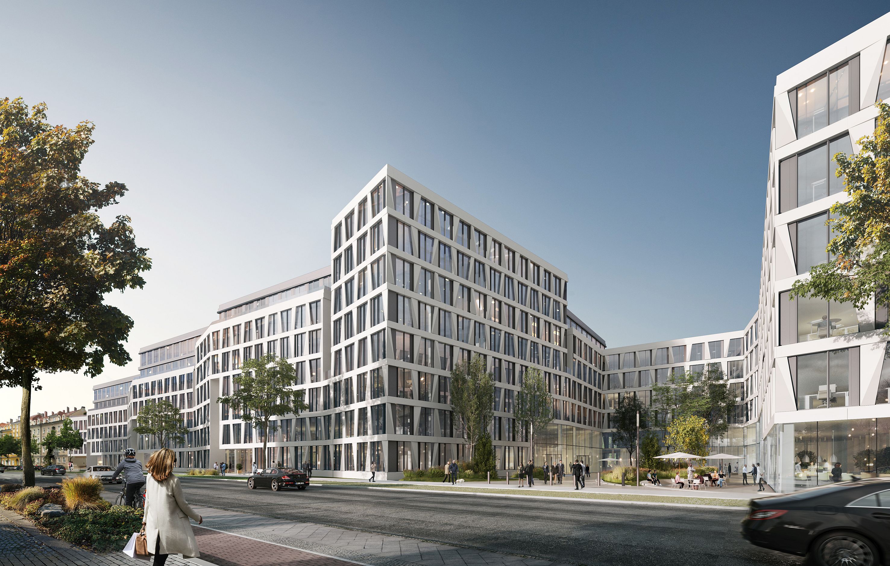 Visualisierung vom Bürogebäude MARK München auf dem ehemaligen Tengelmann-Areal in München-Laim.  