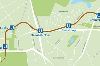 Foto von einer Karte der U5 in Hamburg. 