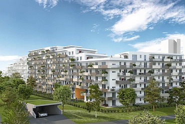 Visualisierung vom Quartier 4 in Graz