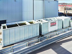 Foto den drei Containern: Absetzbecken, BW-KOMPAKT und NEUTRA-KOMPAKT.