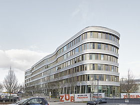 The picture shows an office building