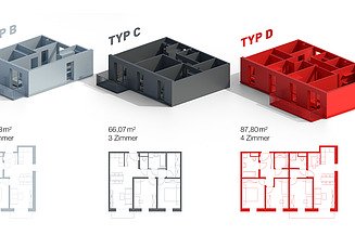 Visualisierung der TETRIQX-Grundrisse