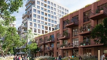 Visulisierung des neuen Gebäudekomplexes in Amsterdam