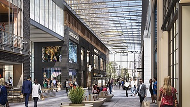 Visualisierung der Umbau- und Revitalisierungsarbeiten der Potsdamer Platz Arkaden in Berlin-Mitte.