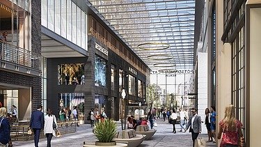 Visualisierung der Umbau- und Revitalisierungsarbeiten der Potsdamer Platz Arkaden in Berlin-Mitte.