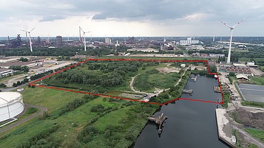 Luftaufnahme des Areals vom ehemaligen Ölhafen