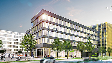 Visualisierung des JobRad Firmensitz mit Seitenansicht.  