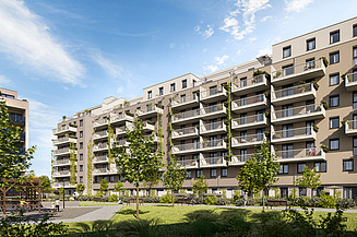 Im 22. Bezirk realisiert STRABAG als Generalunternehmerin für die ZIMA Unternehmensgruppe das Wohnprojekt „Roomeo“.