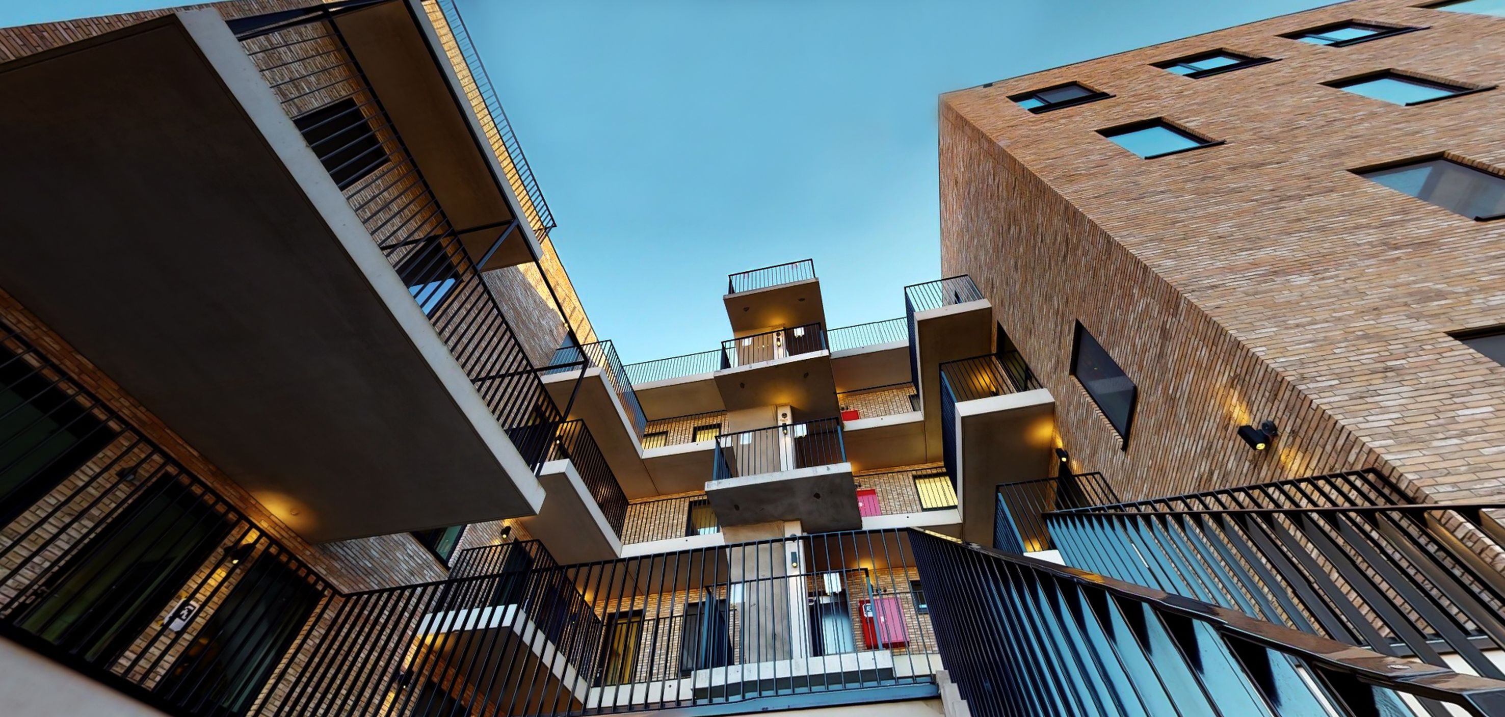 Visualisierung von den neunen Wohnungsbauten in Gent aus der Froschperspektive. 