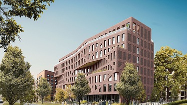 Visualisierung Studentenwohnheim-Komplex Campus II in Frankfurt.