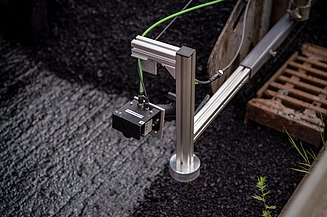 Detailansicht der Asphaltbaumaschine