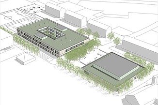Zeichnung vom Vinzenz-Pallotti-Schule in Friedberg.
