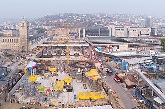 Luftaufnahme Baustelle Tiefbahnhof.