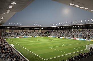 Interior view of the modernised soccer stadium in Zagreb at night