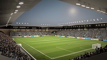 Innenansicht des modernisierten Fußballstadions in Zagreb bei Nacht