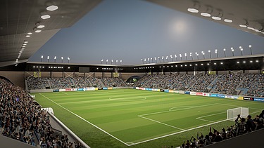 Interior view of the modernised football stadium in Zagreb at night