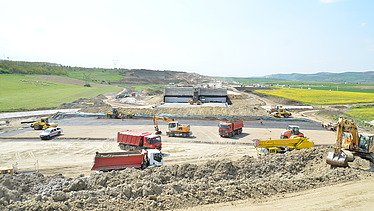 Photo shows a highway construction site