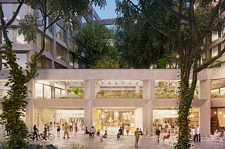 Visualisierung eines Einkaufszentrums in der Außenansicht von vorne