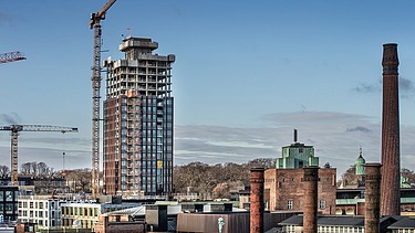 Foto vom Hochhaus Dahlerup Tower in der Carlsberg City. 