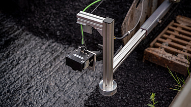 Detailansicht der Asphaltbaumaschine