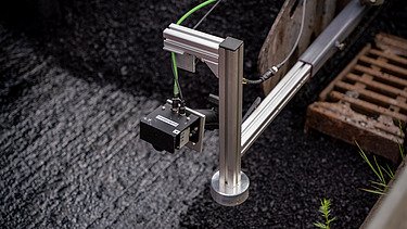 Detailansicht der Asphaltbaumaschine