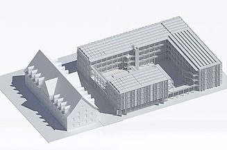 Visualisierung eines Models von einem Wohnheim. 