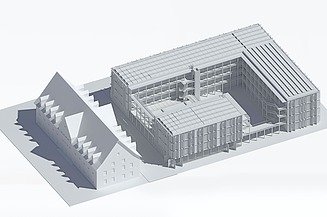 Visualisierung eines Models von einem Wohnheim. 