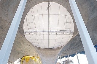 Ein Foto von der Baustelle von Stuttgart 21. Mit betonierten Kelchstütze.  