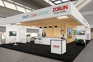 Visualisierung vom virtuellen Ausstellungsstand von ZÜBLIN auf dem Deutschen Bautechnik-Tag 2021.