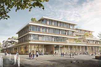 Visualisierung von einem neuen Schulcampus in Heilbronn.