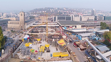 Luftaufnahme Baustelle Tiefbahnhof.