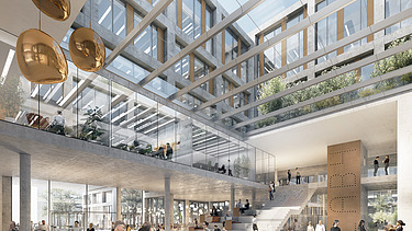 Visualisierung des LabCampus mit Blick von Innen.  