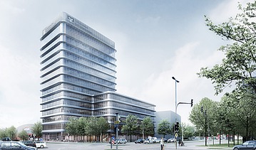 Visualization of a new office location with two buildings