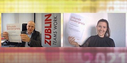 Foto von der Online-Preisverleihung im Wettbewerb „Auf IT gebaut – Bauberufe mit Zukunft“.