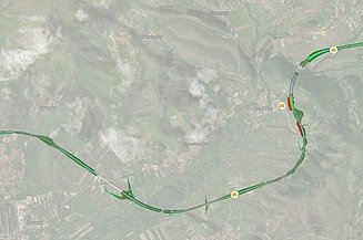 GIS visualisation of the planned Bukojčani–Kičevo highway route in North Macedonia