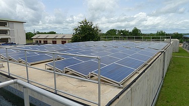 Photo shows some solar paneels